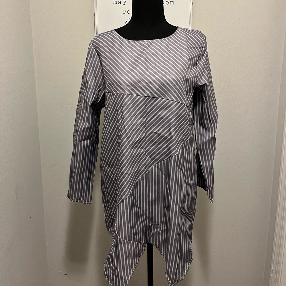 Brandnew Grey Stripe Dress/Shirt by Yoegao